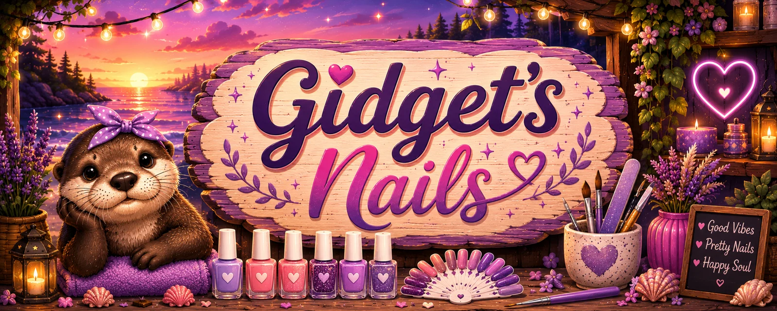 Gidget’s Nails illustrated studio banner