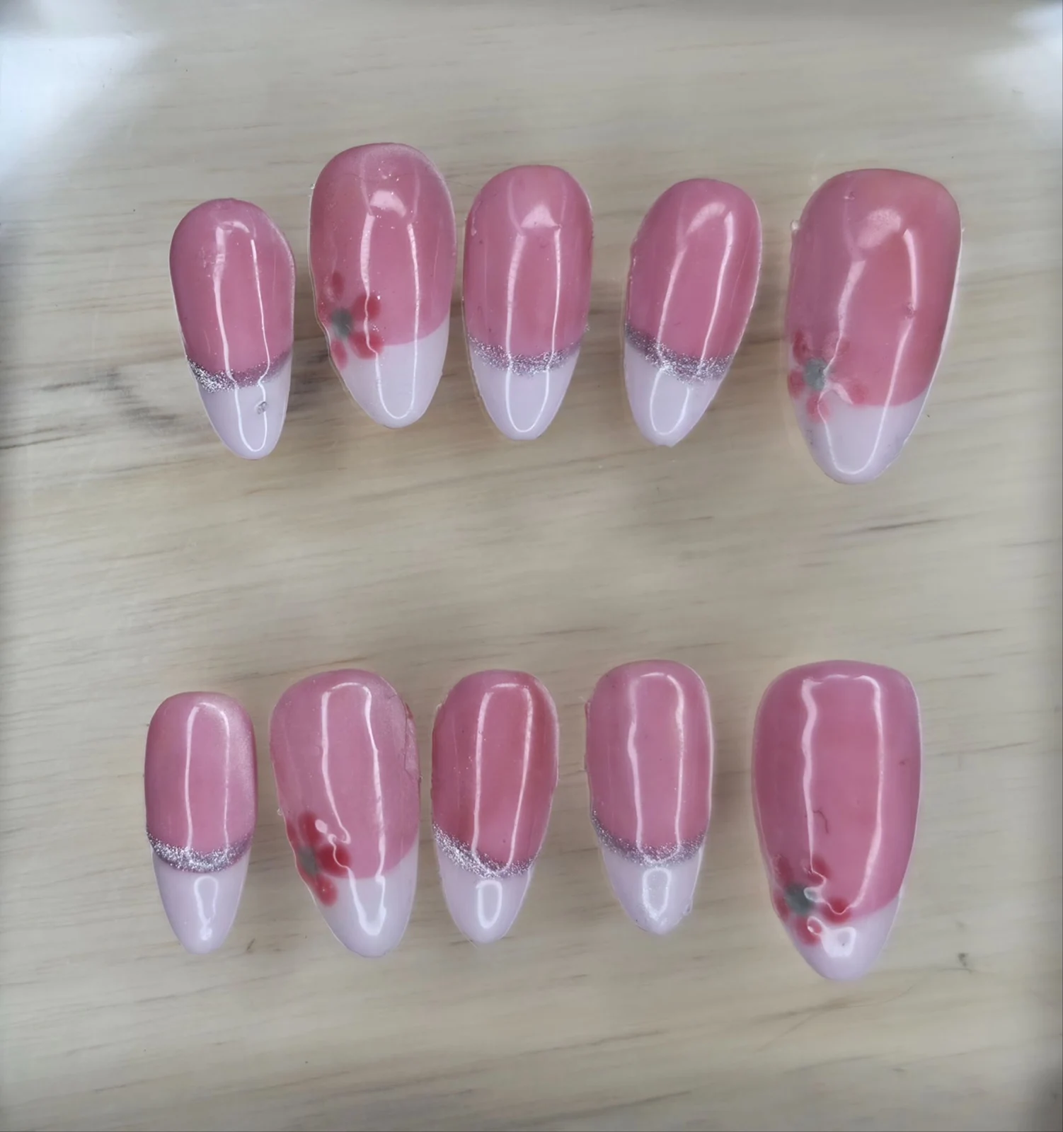 Pink French tip nails